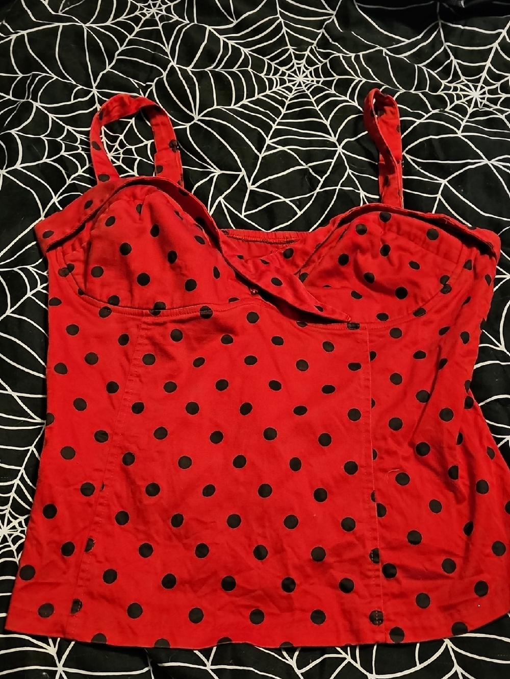 2x Deadly Dames By Micheline Pitt Red Polka-dot Top